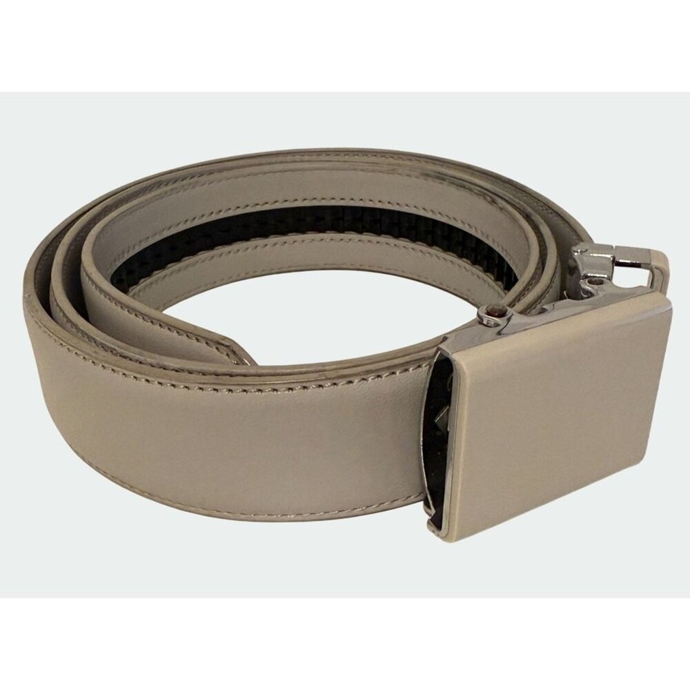 Falari Automatic Ratchet Belt Size Medium Adjustable Buckle‎ Gray Leather Strap